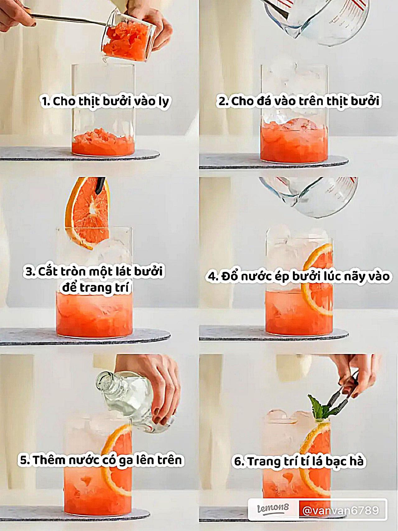 Hướng dẫn làm ly ong bưởi mật có ga mát lạnh, siêu ngon hấp dẫn với nước ép tươi và đá viên