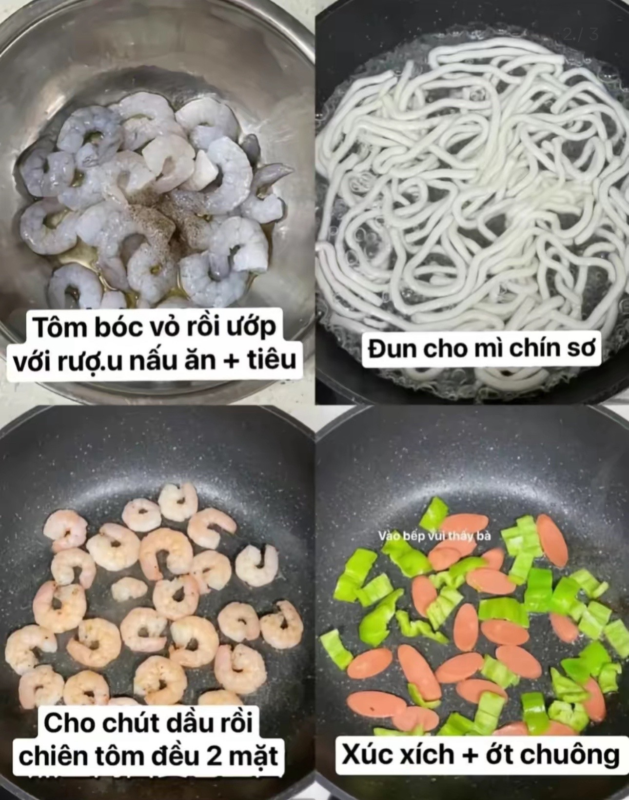 Hướng dẫn làm mì Udon xào tôm, xúc xích và ớt chuông sốt đậm đà