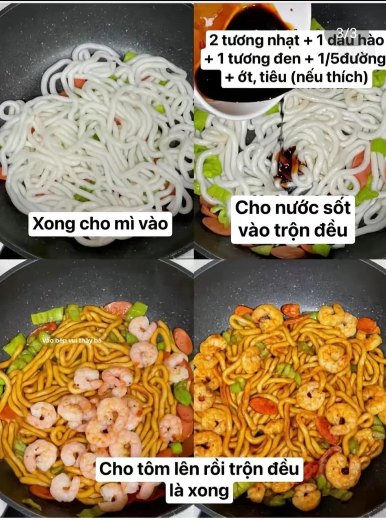 Hướng dẫn làm mì Udon xào tôm, xúc xích và ớt chuông sốt đậm đà