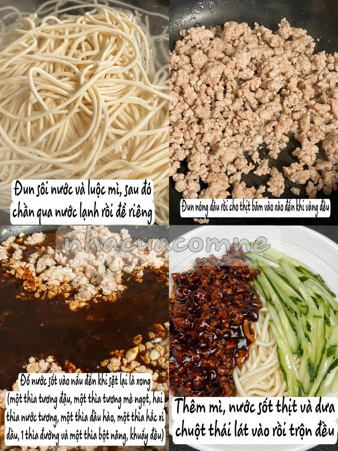 Hướng dẫn làm mì xào thịt băm sốt tương ngon miệng, giòn dưa chuột