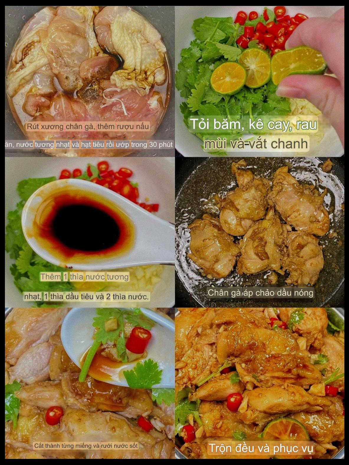 Hướng dẫn làm món chân gà rút xương áp chảo chua cay với tỏi ớt chanh tươi