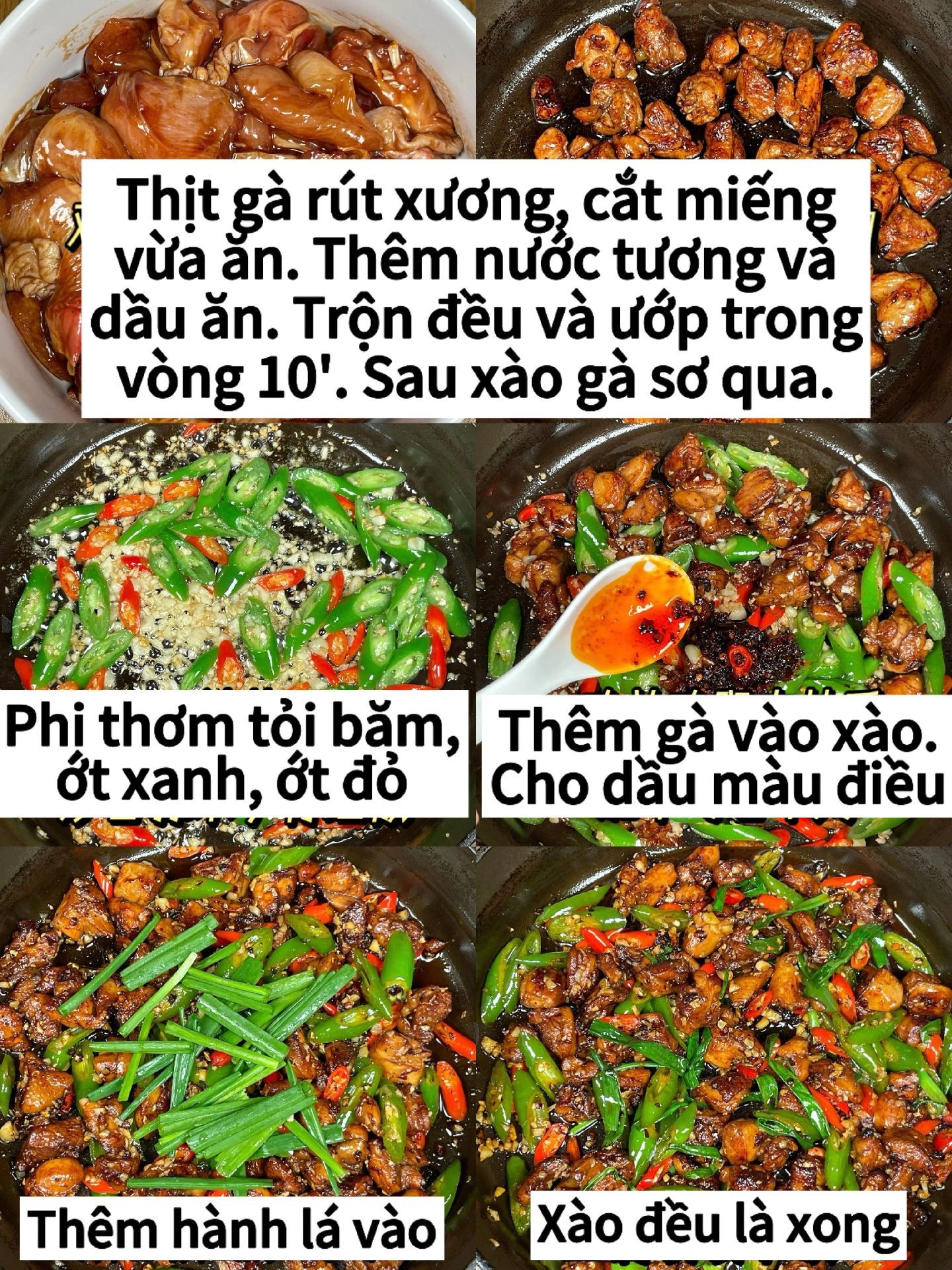 Hướng dẫn làm món Gà Xào Tỏi Ớt Ngọt, Thịt Gà Rút Xương Xào Màu Đỏ
