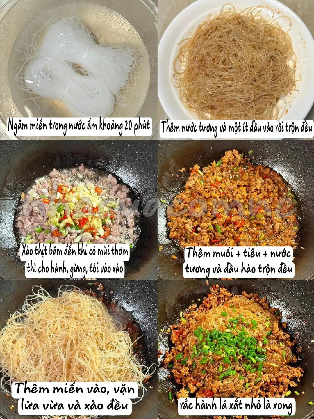 Hướng dẫn làm món miến xào thịt băm ngon tuyệt, đậm đà hương vị nước tương và rau thơm