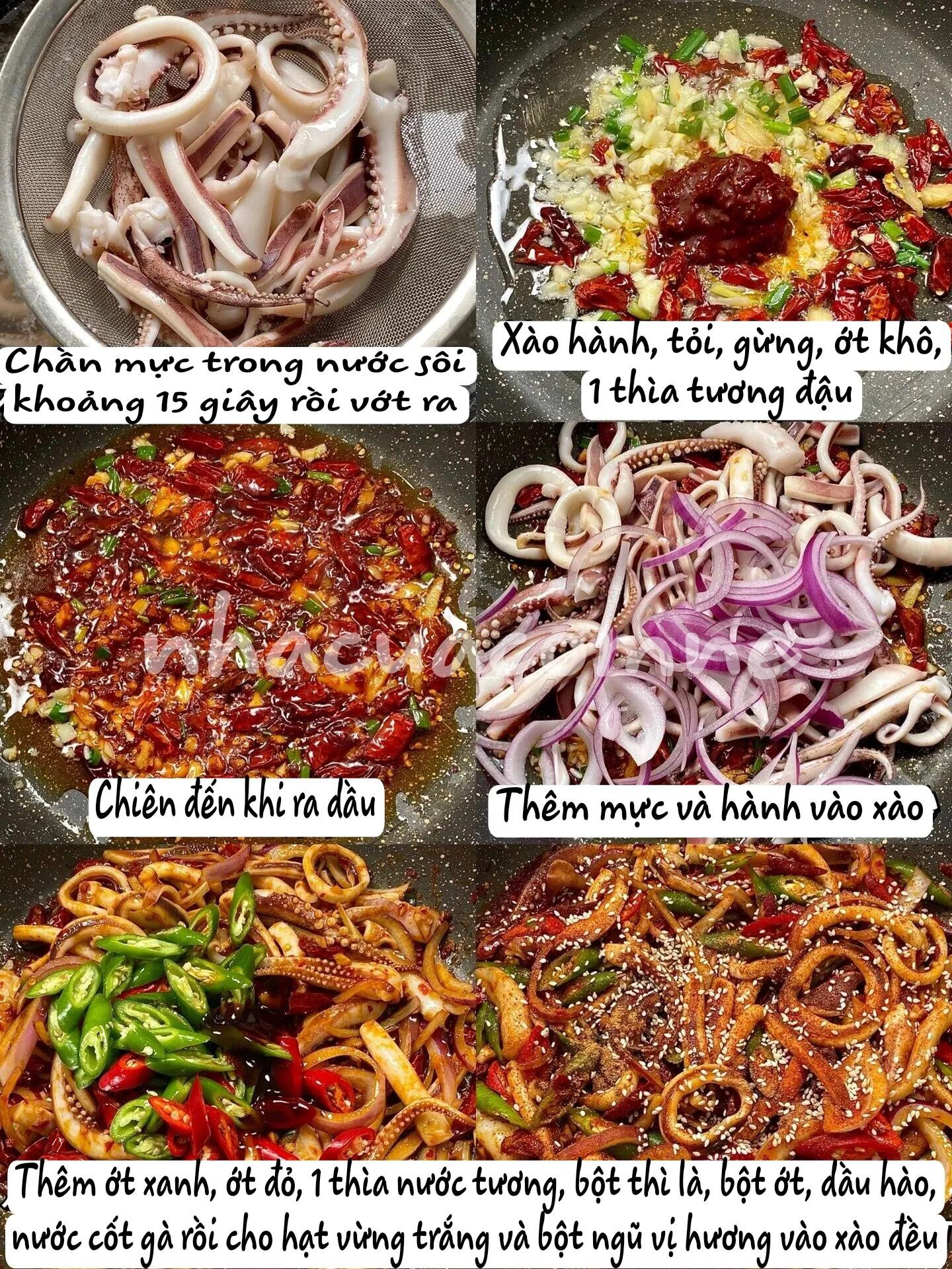 Hướng dẫn làm món mực xào cay giòn với ớt, hành tây và tương đậu