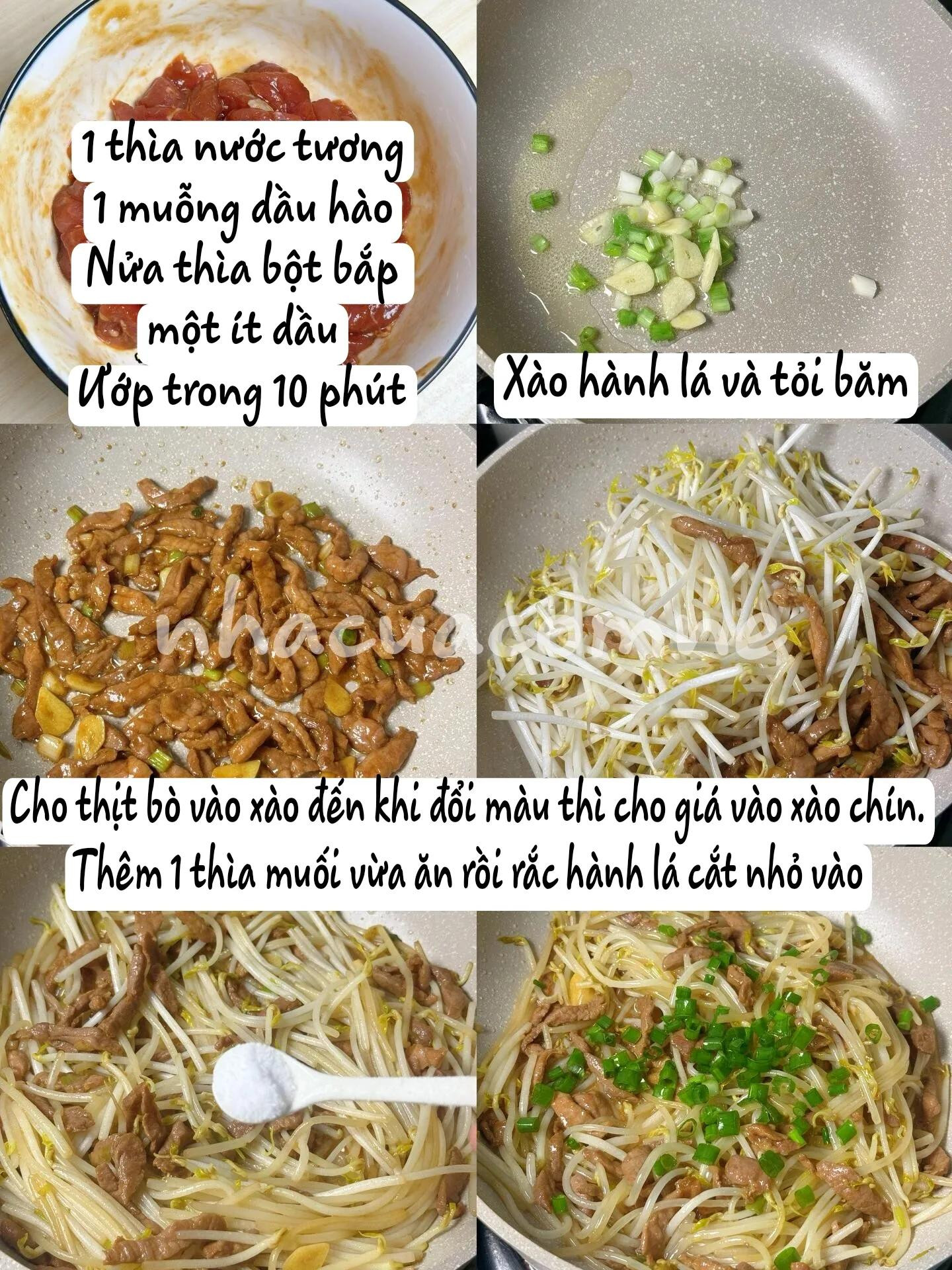 Hướng dẫn làm món thịt bò xào giá đỗ giòn ngon, nước sốt đậm đà