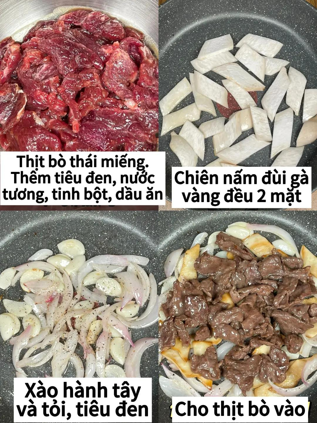 Hướng dẫn làm món thịt bò xào nấm đùi gà và ớt chuông ngon tuyệt