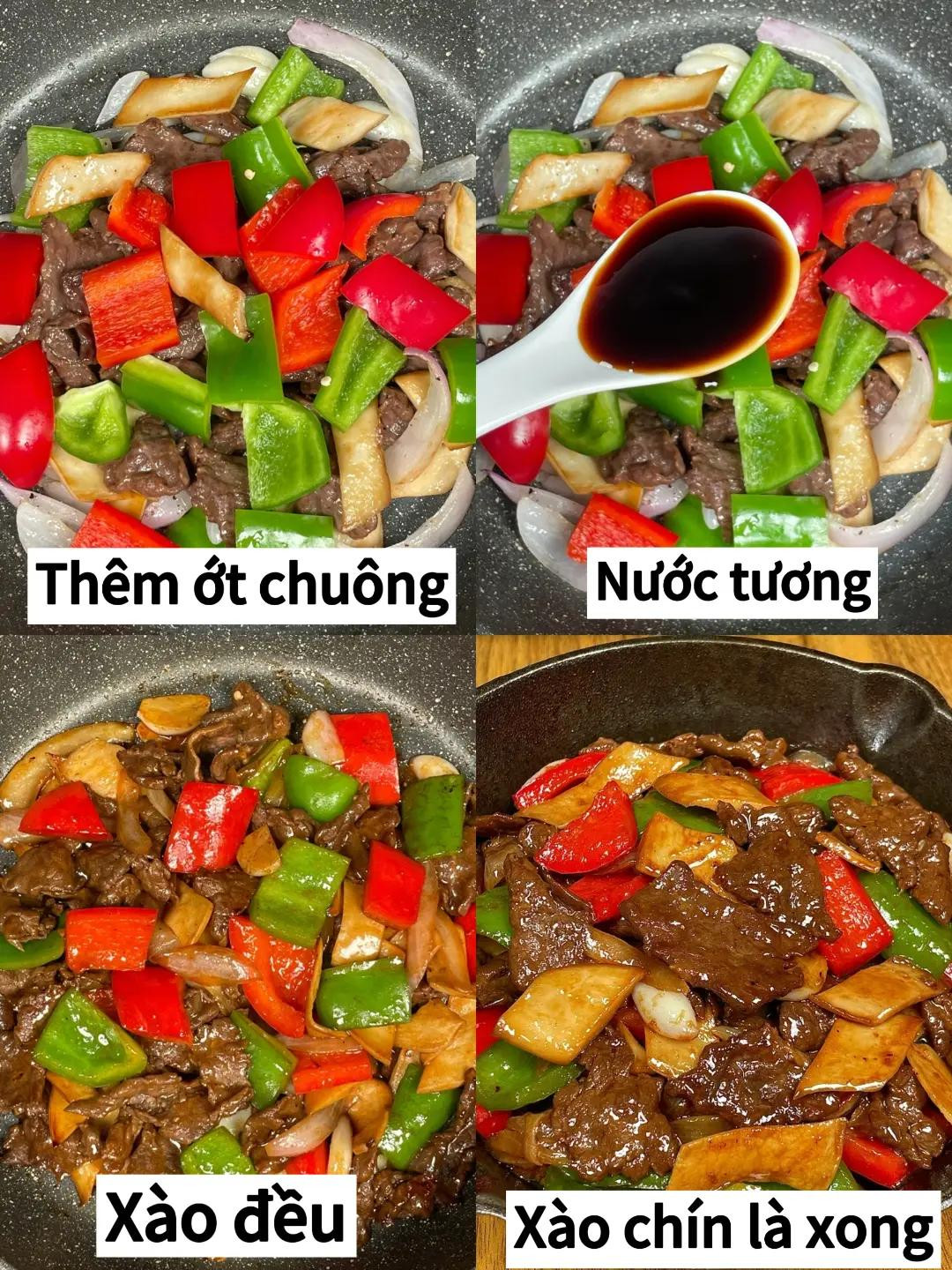 Hướng dẫn làm món thịt bò xào nấm đùi gà và ớt chuông ngon tuyệt