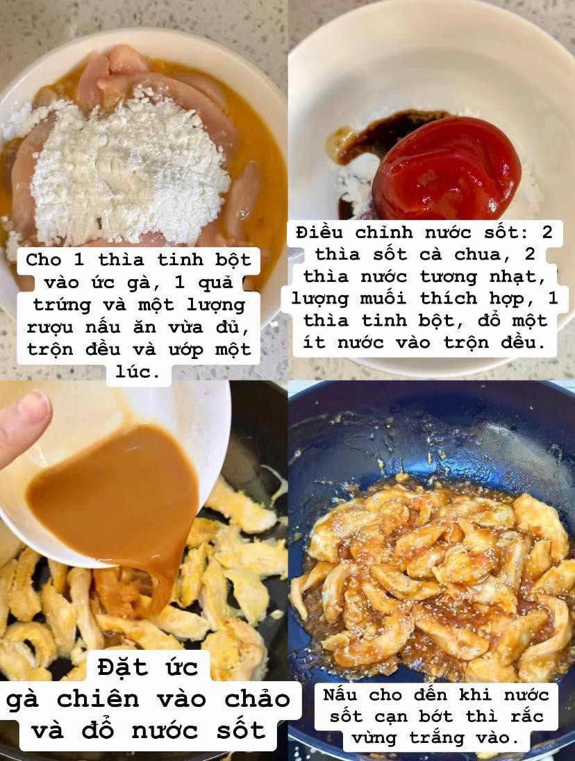 Hướng dẫn làm món ức gà sốt cay giòn tan, tẩm bột chiên vàng ruộm