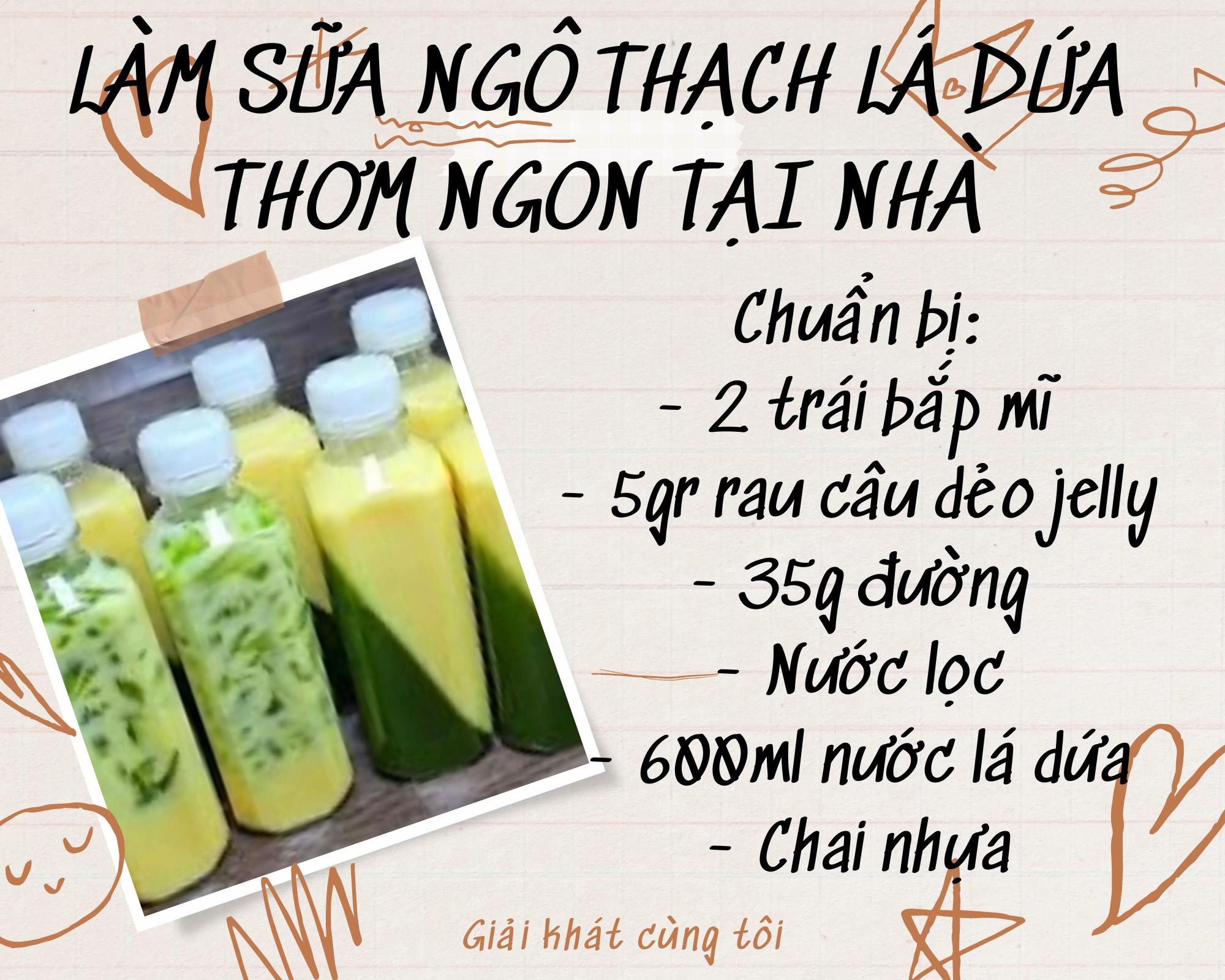 Hướng dẫn làm sữa bắp thạch lá dứa thơm ngon tại nhà