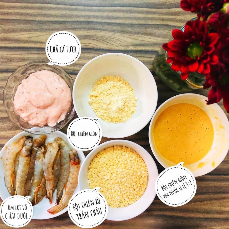 Hướng dẫn làm tôm bọc chả cá tươi chiên xù trân châu giòn rụm