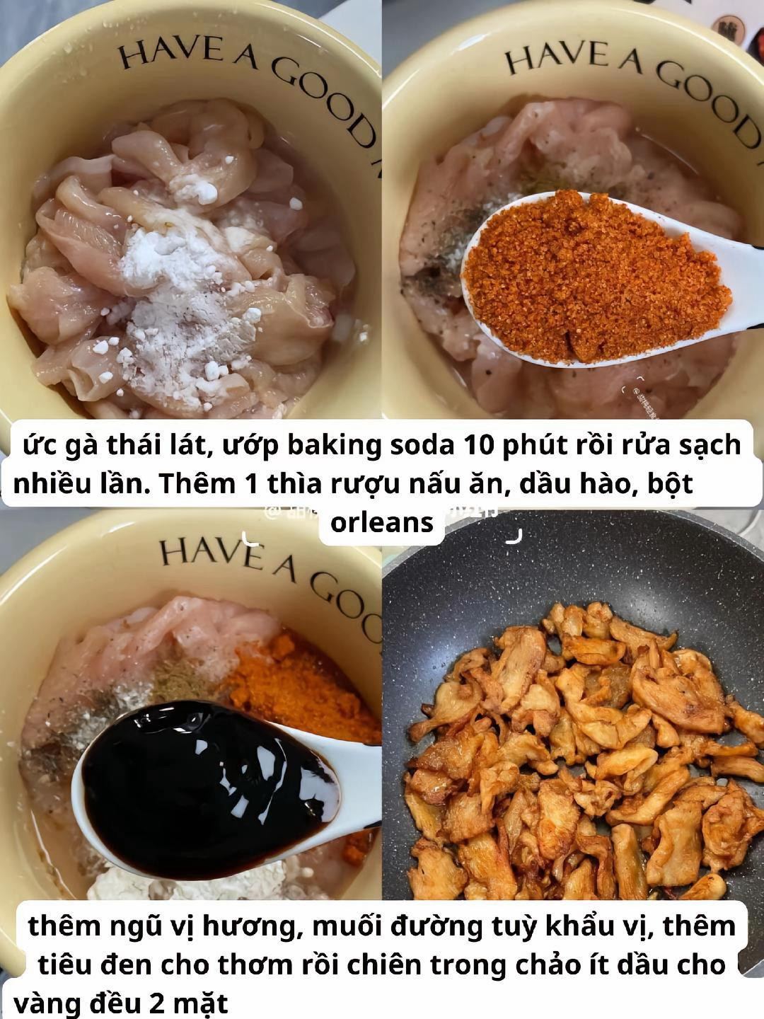 Hướng dẫn làm ức gà thái lát chiên giòn, tẩm bột orleans và ngũ vị hương thơm ngon