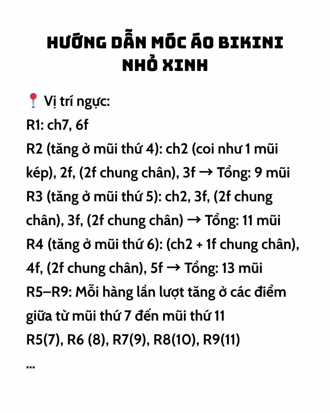 Hướng dẫn móc áo bikini nhỏ xinh ren con sò