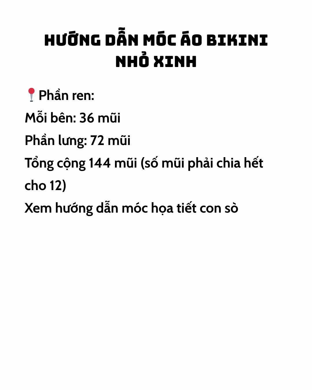 Hướng dẫn móc áo bikini nhỏ xinh ren con sò