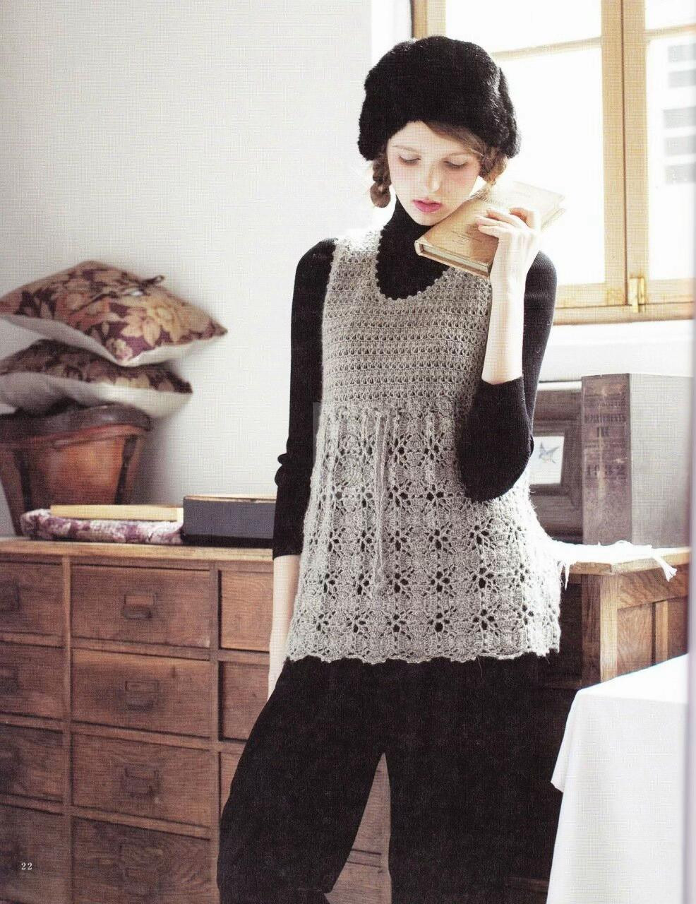 Hướng dẫn móc áo chui đầu họa tiết hoa ren màu be