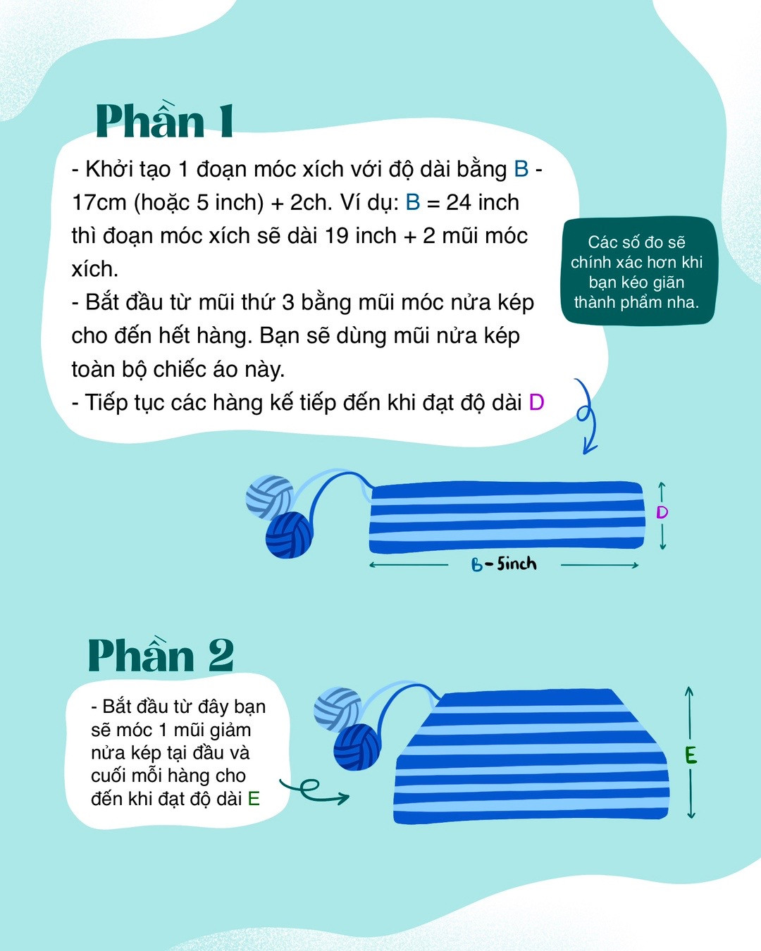 Hướng dẫn móc áo halter kẻ sọc: Size, nguyên liệu và từng bước chi tiết