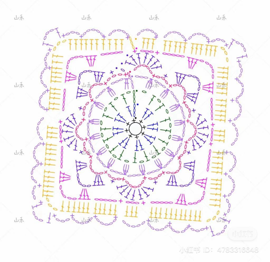 Hướng dẫn móc áo yếm bohemian họa tiết granny square màu trắng xanh với tua rua