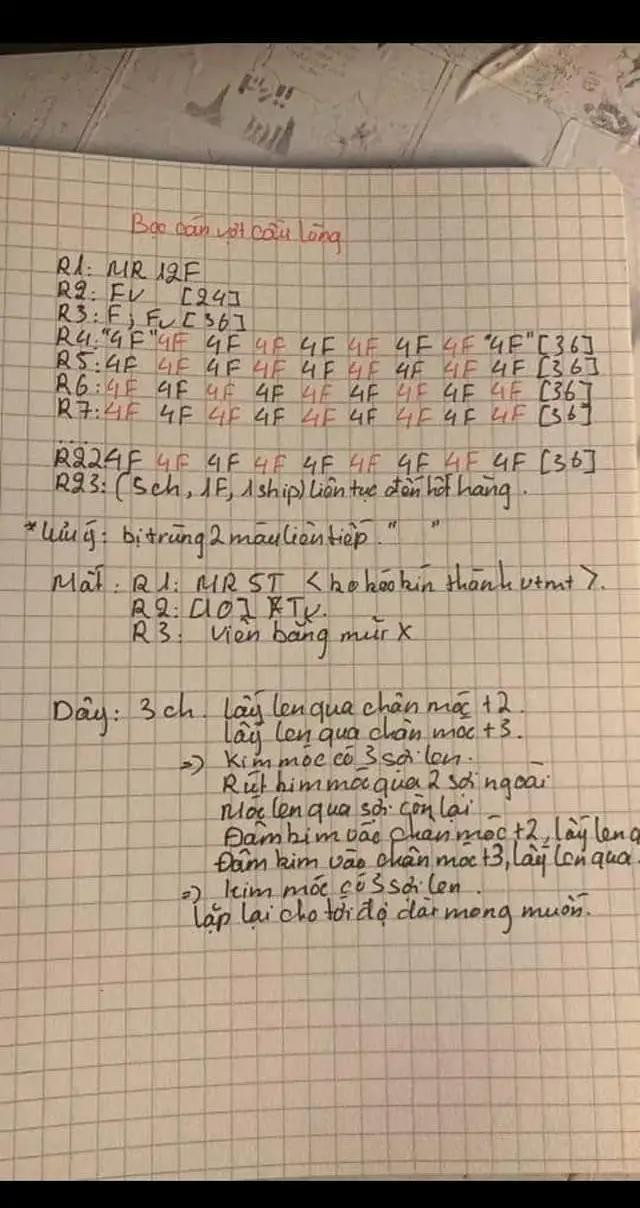 Hướng dẫn móc bao cán vợt cầu lông hình chuột