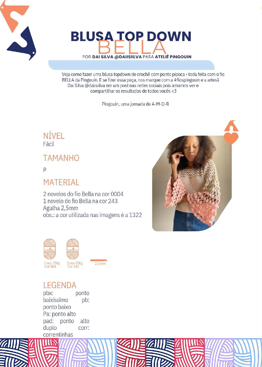 HƯỚNG DẪN MÓC BLUSA TOP DOWN BELLA PONGOUIN