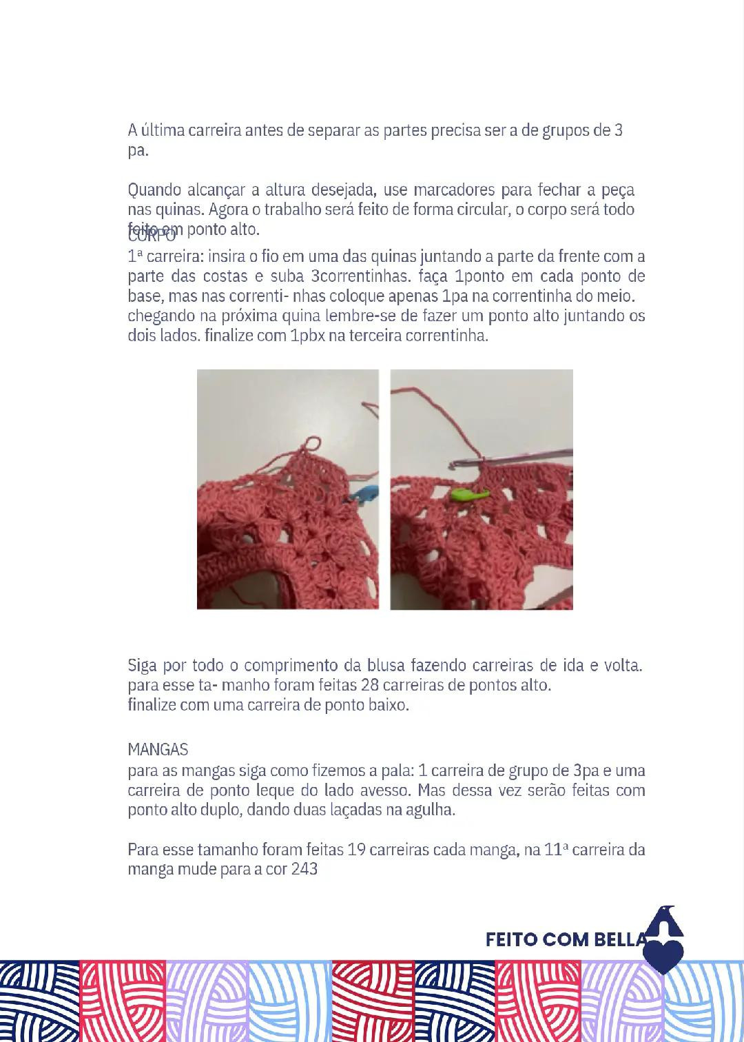 HƯỚNG DẪN MÓC BLUSA TOP DOWN BELLA PONGOUIN