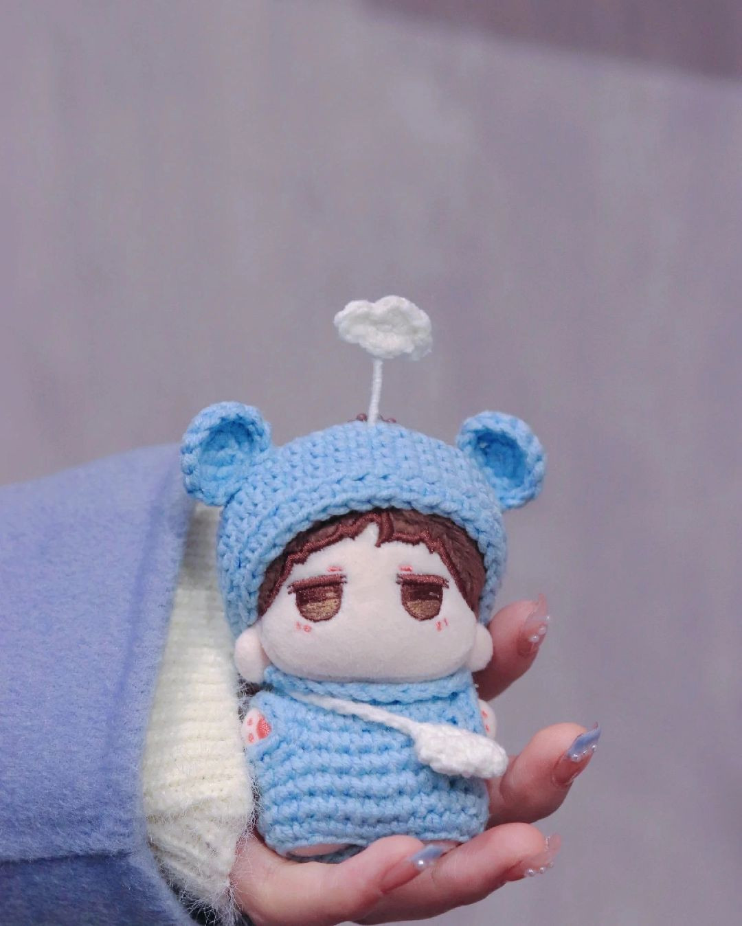 Hướng dẫn móc bộ đồ gấu xanh cho búp bê với mây