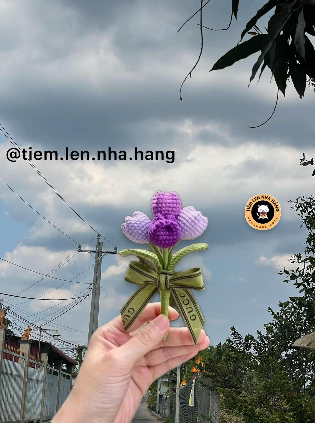 Hướng dẫn móc bó hoa Tulip mini tím hồng