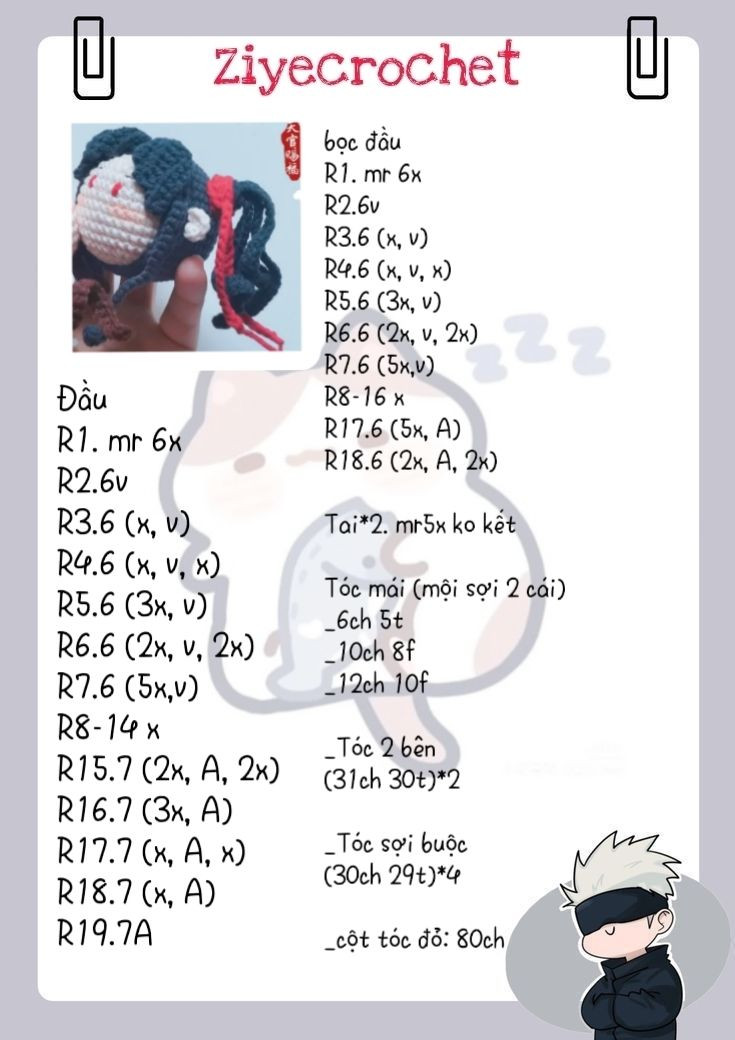 Hướng dẫn móc búp bê amigurumi Hoa Thành và Tạ Lận - Thiên Quan Tứ Phúc