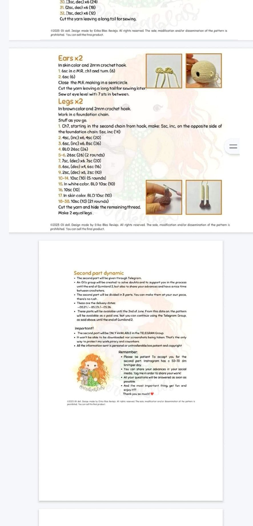 Hướng dẫn móc búp bê Amigurumi mặc váy xanh trắng cầm hoa