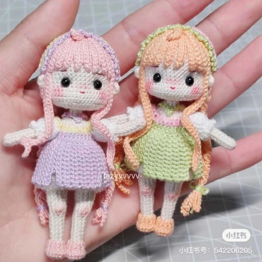 Hướng dẫn móc búp bê amigurumi nữ tóc dài pastel