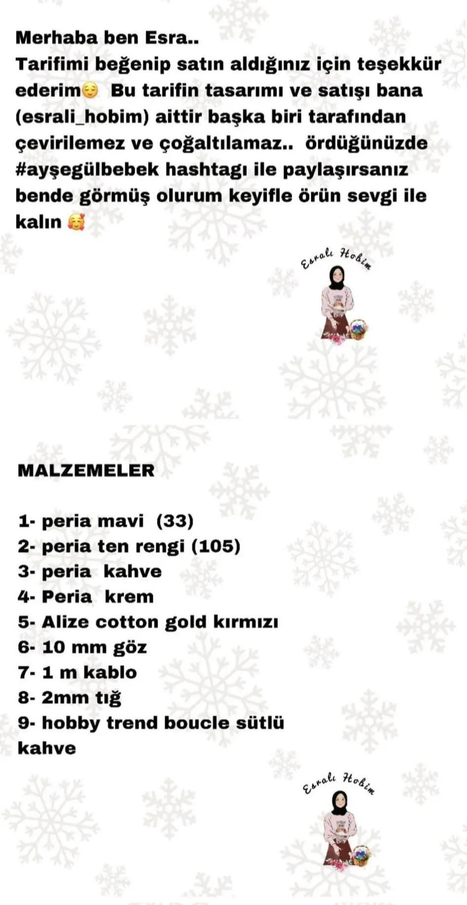 Hướng dẫn móc búp bê Ayşegül mặc áo len đỏ trắng