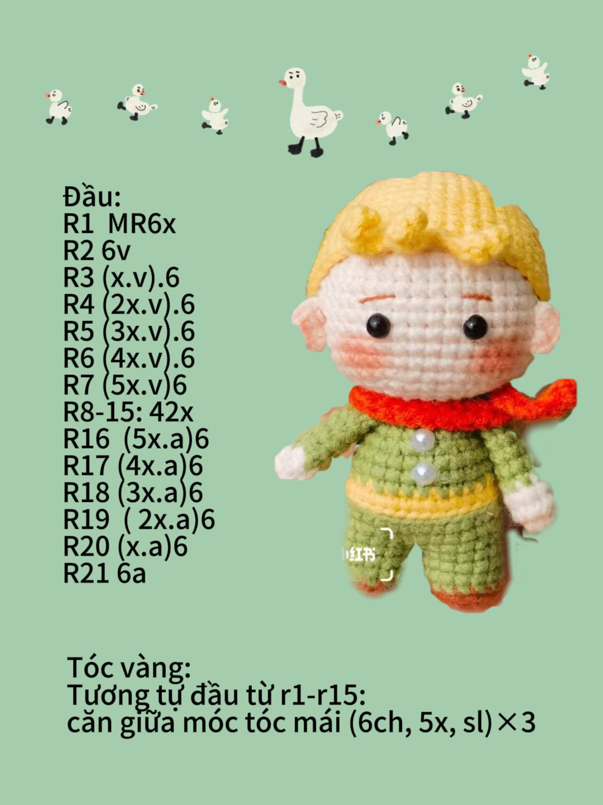 Hướng dẫn móc búp bê chú bé tóc vàng mũ len