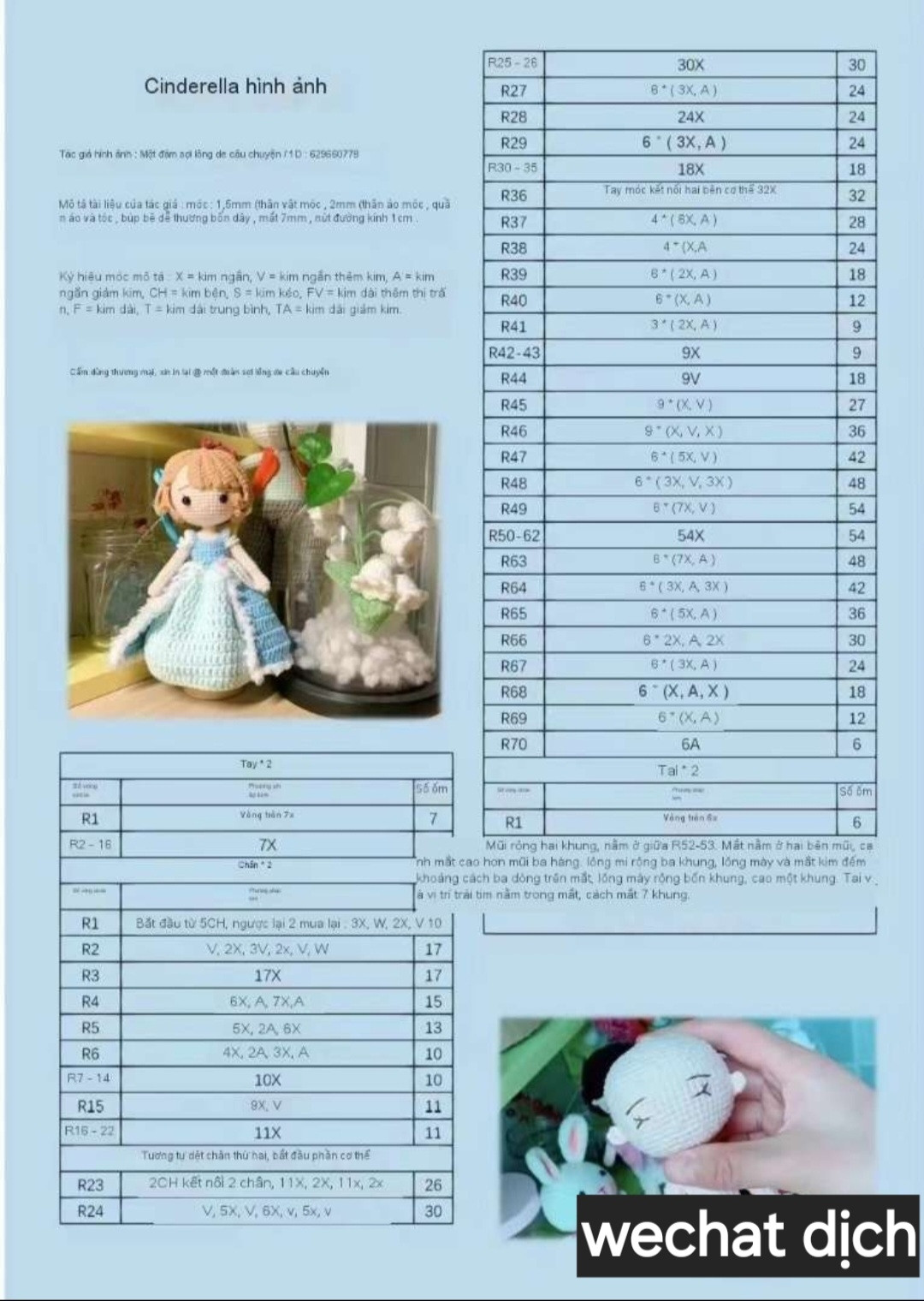 Hướng dẫn móc búp bê Cinderella chi tiết