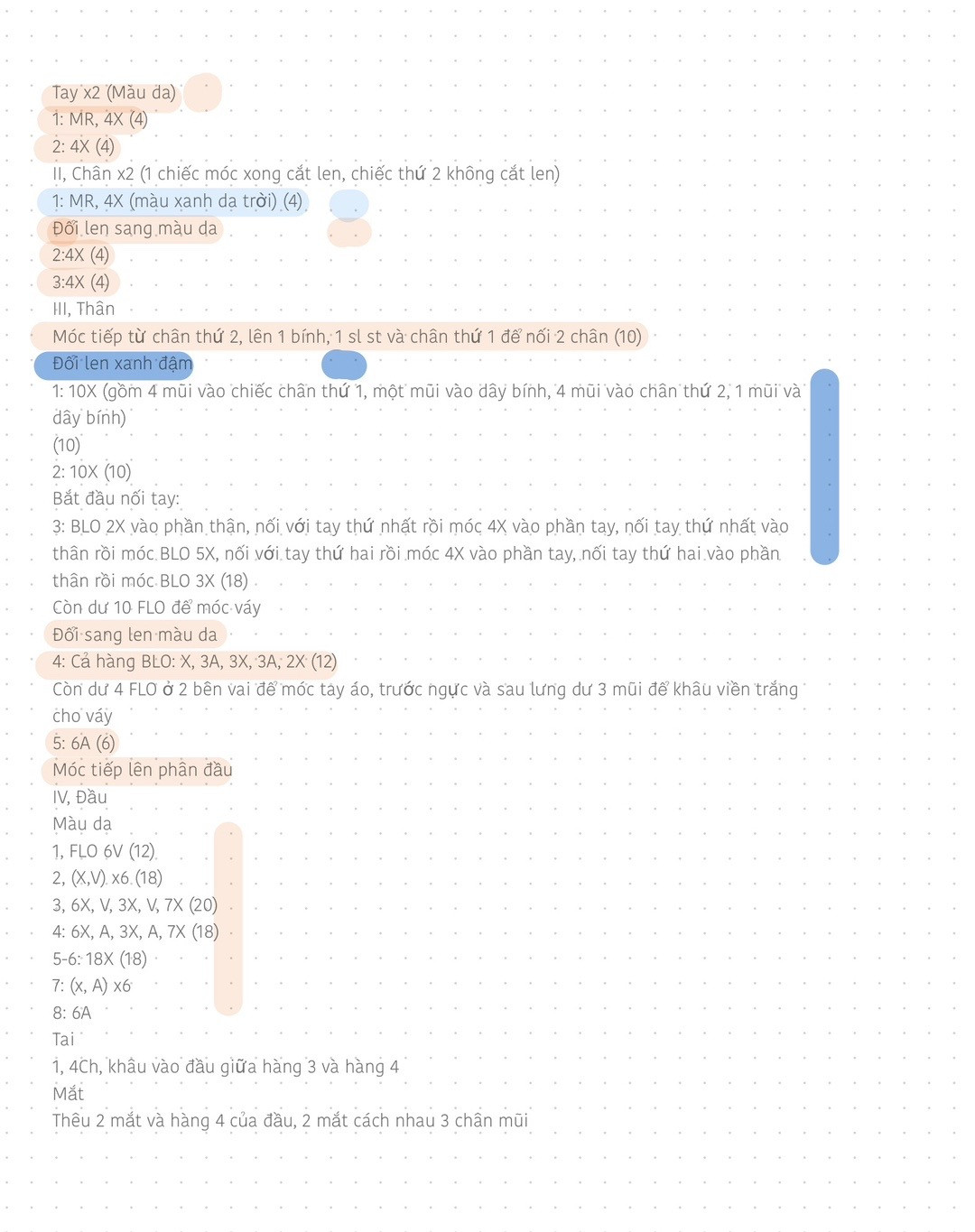 Hướng dẫn móc búp bê công chúa Cinderella màu xanh vàng