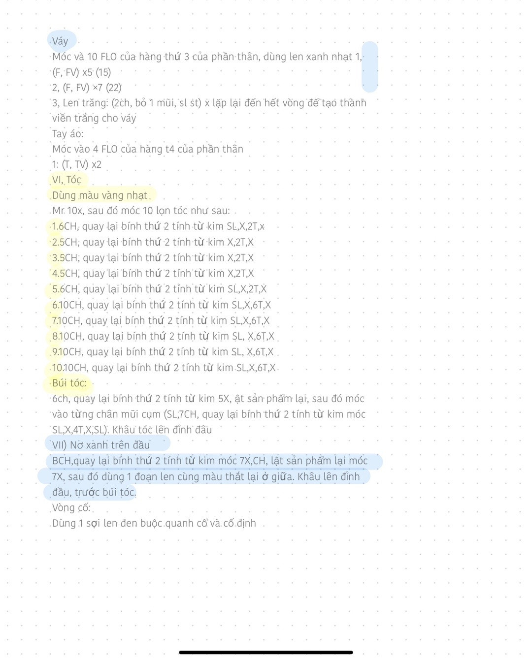 Hướng dẫn móc búp bê công chúa Cinderella màu xanh vàng