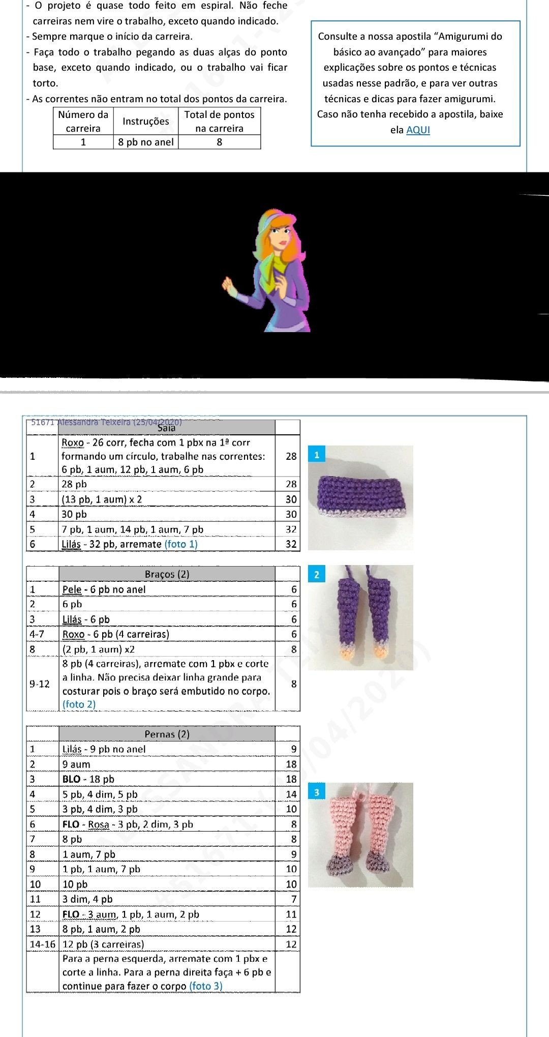 Hướng dẫn móc búp bê Daphne Scooby-Doo màu tím cam