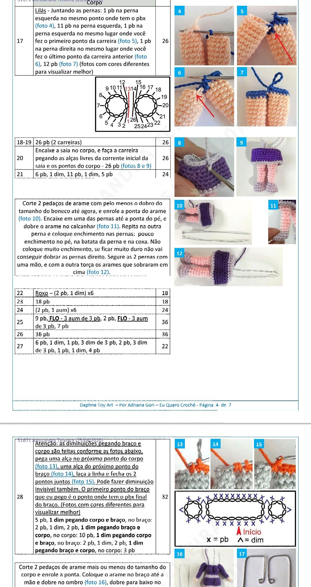 Hướng dẫn móc búp bê Daphne Scooby-Doo màu tím cam