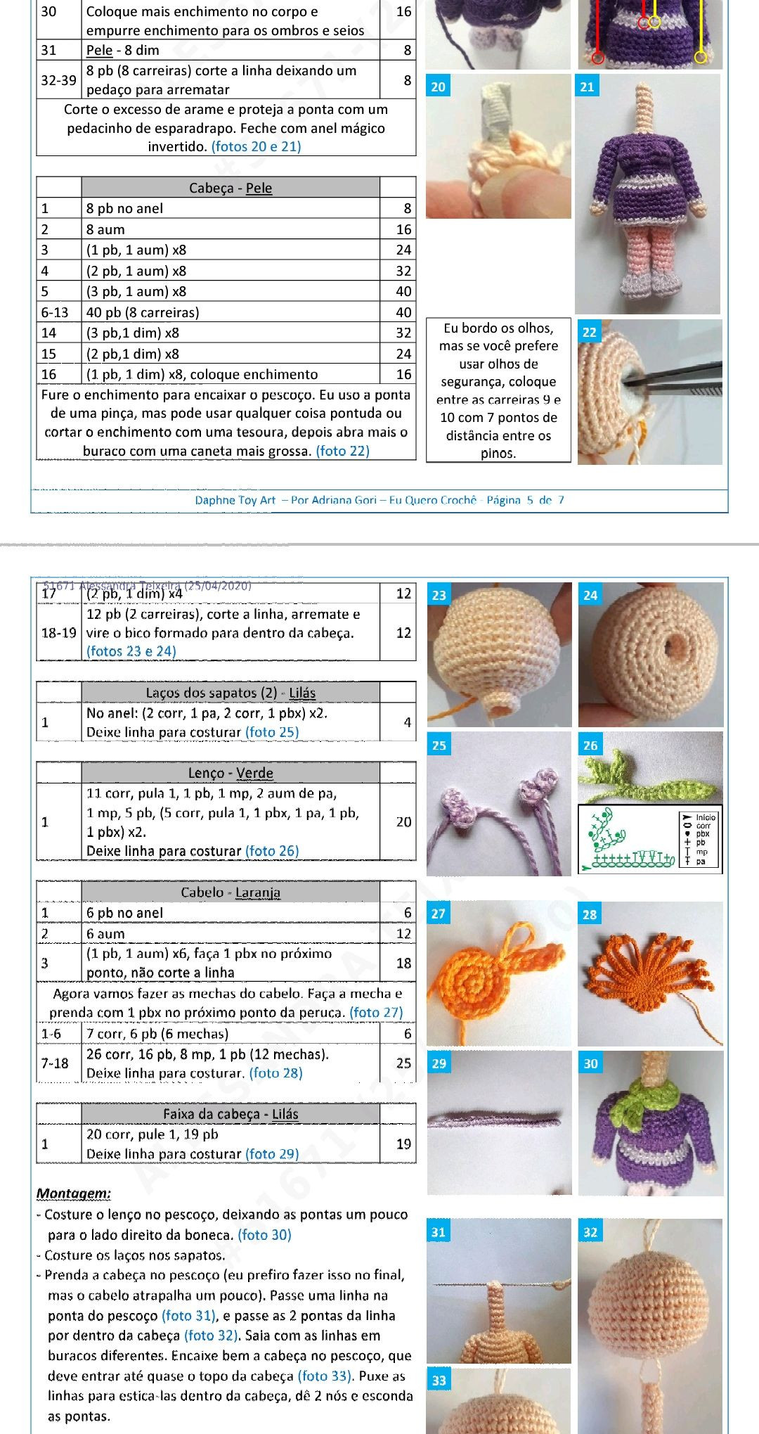Hướng dẫn móc búp bê Daphne Scooby-Doo màu tím cam