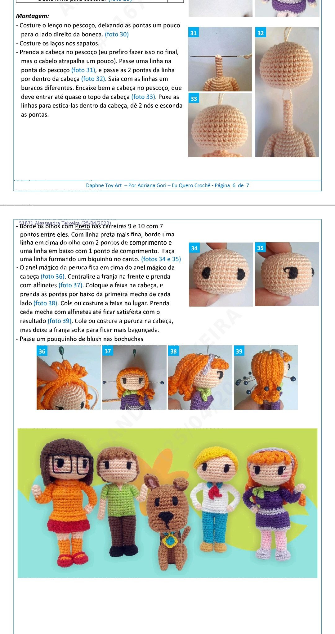 Hướng dẫn móc búp bê Daphne Scooby-Doo màu tím cam