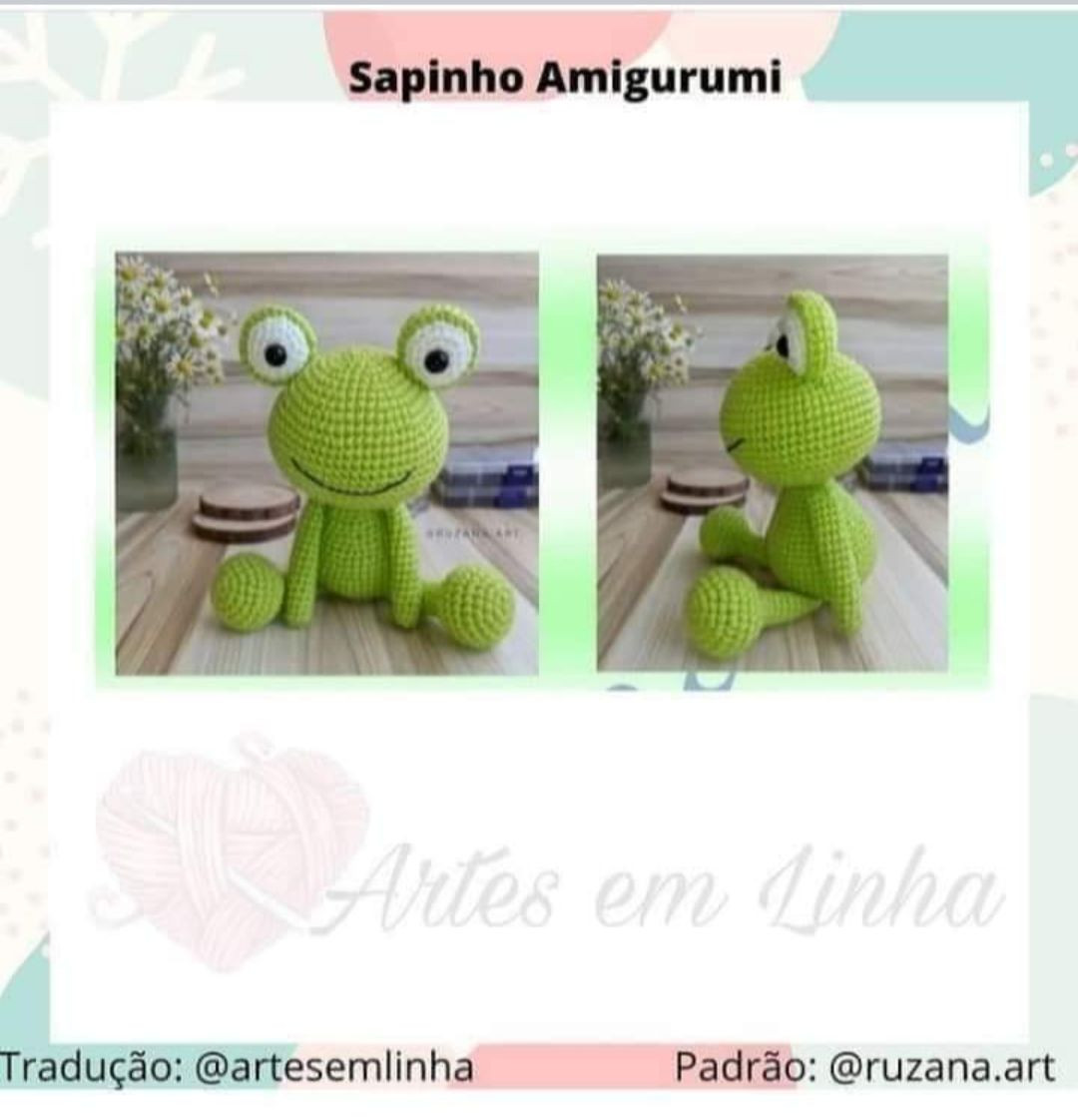 Hướng dẫn móc búp bê ếch Sapinho Amigurumi màu xanh lá