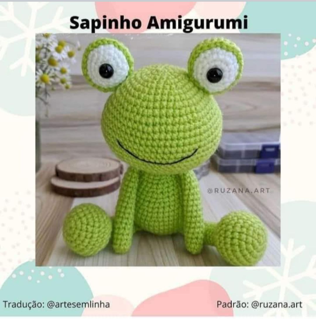 Hướng dẫn móc búp bê ếch Sapinho Amigurumi màu xanh lá