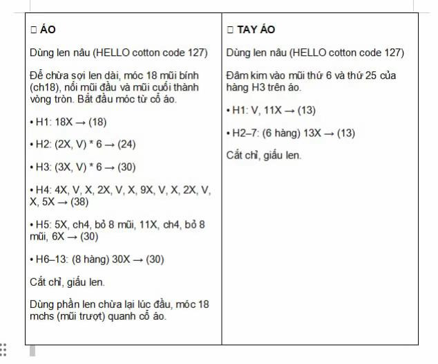 Hướng dẫn móc búp bê gấu đỏ đeo kính kèm bảng ký hiệu tiếng Việt