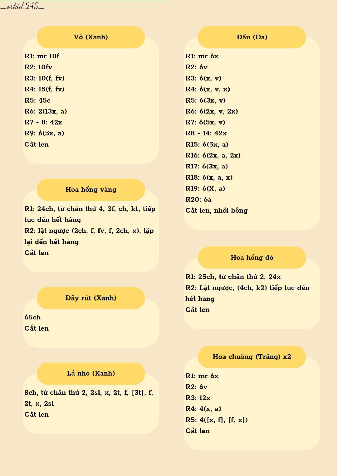 Hướng dẫn móc búp bê hoa hồng dễ thương bằng len cotton