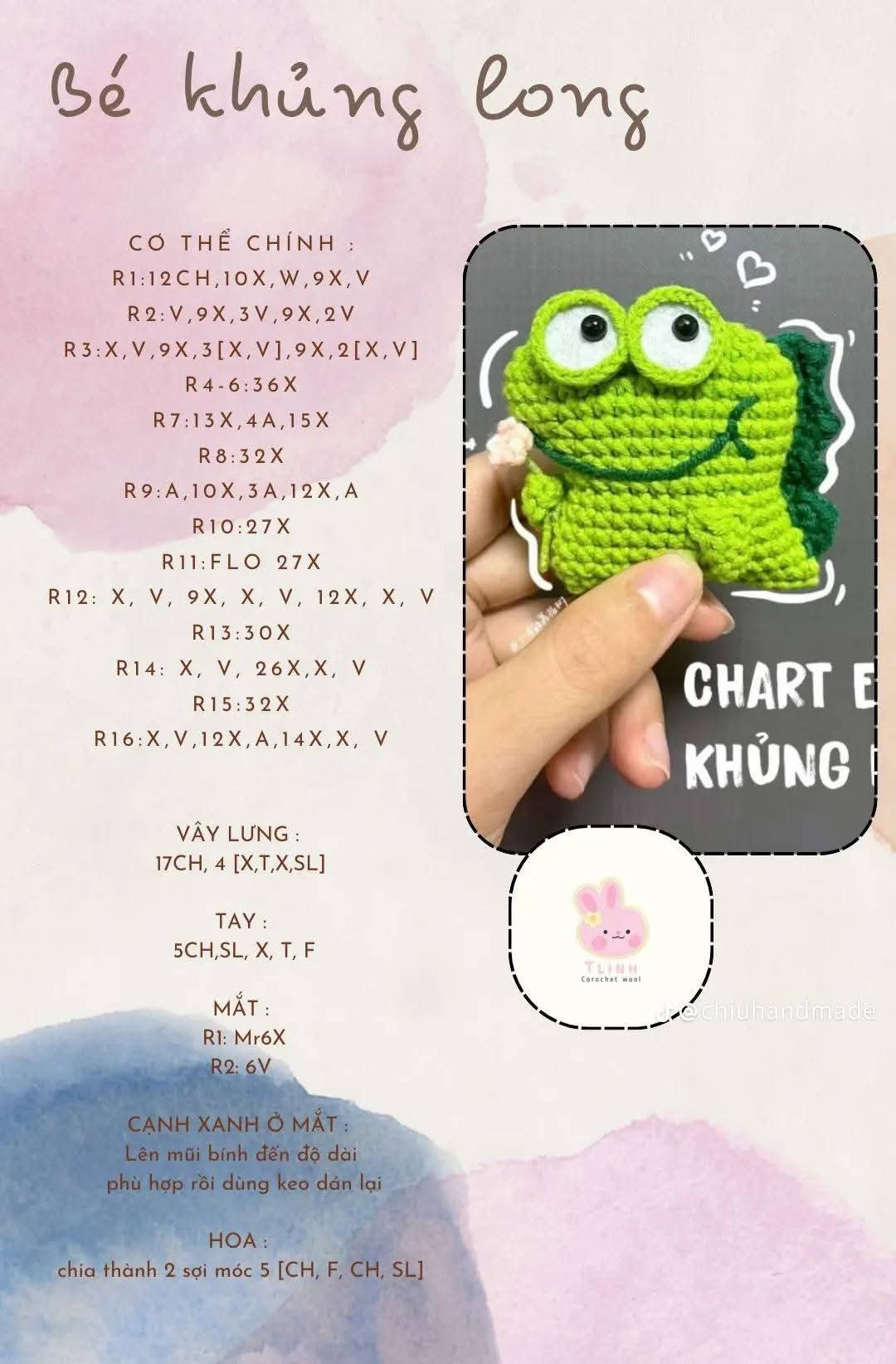 Hướng dẫn móc búp bê khủng long xanh dễ thương