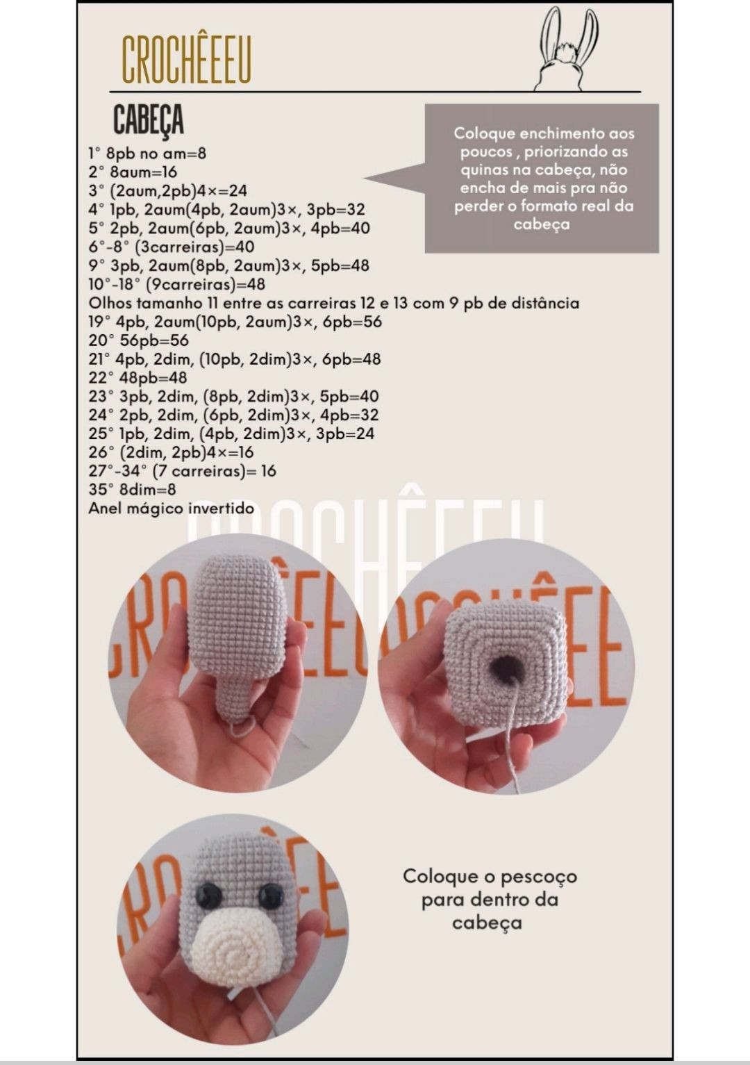 HƯỚNG DẪN MÓC BÚP BÊ LÙA BURRO - CHART AMIGURUMI