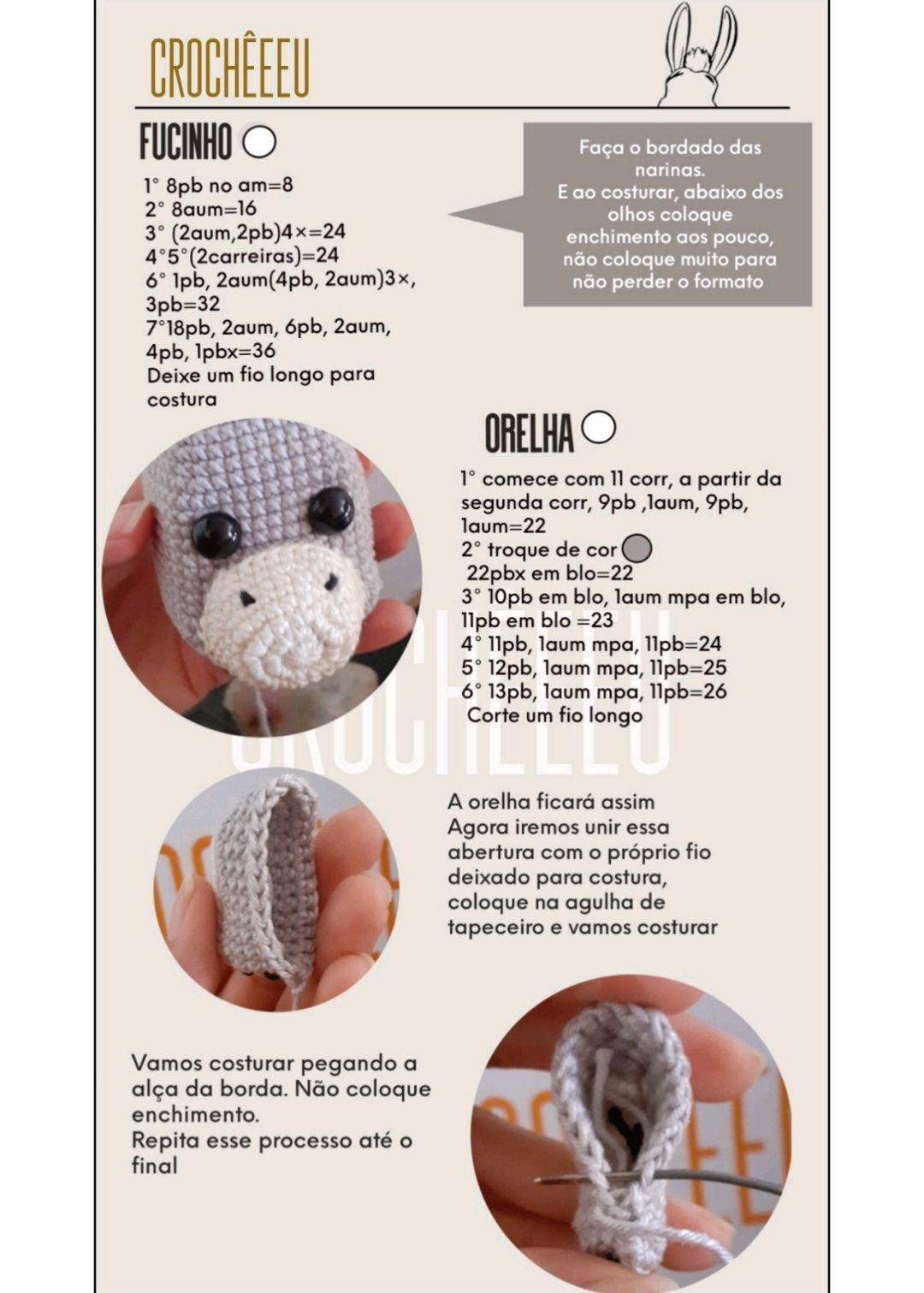 HƯỚNG DẪN MÓC BÚP BÊ LÙA BURRO - CHART AMIGURUMI