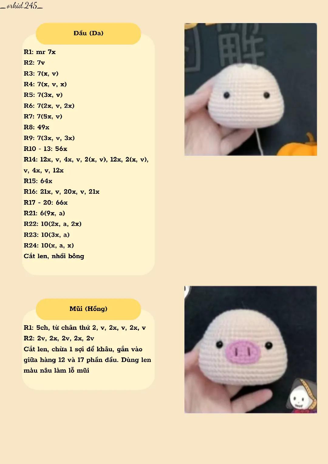 Hướng dẫn móc búp bê lùn bí ngô Halloween dễ thương