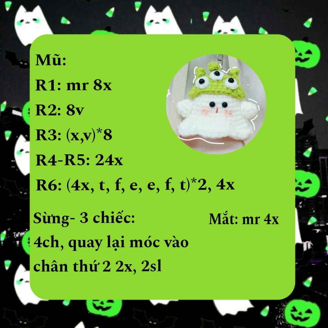 Hướng dẫn móc búp bê ma Halloween dễ thương