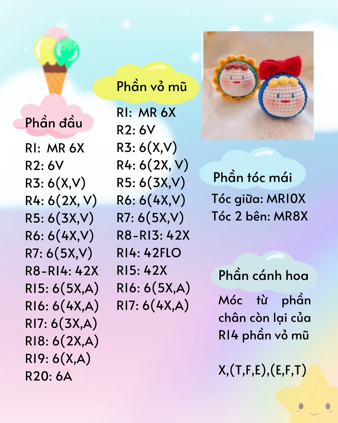 Hướng dẫn móc búp bê mochi hoa hướng dương dễ thương