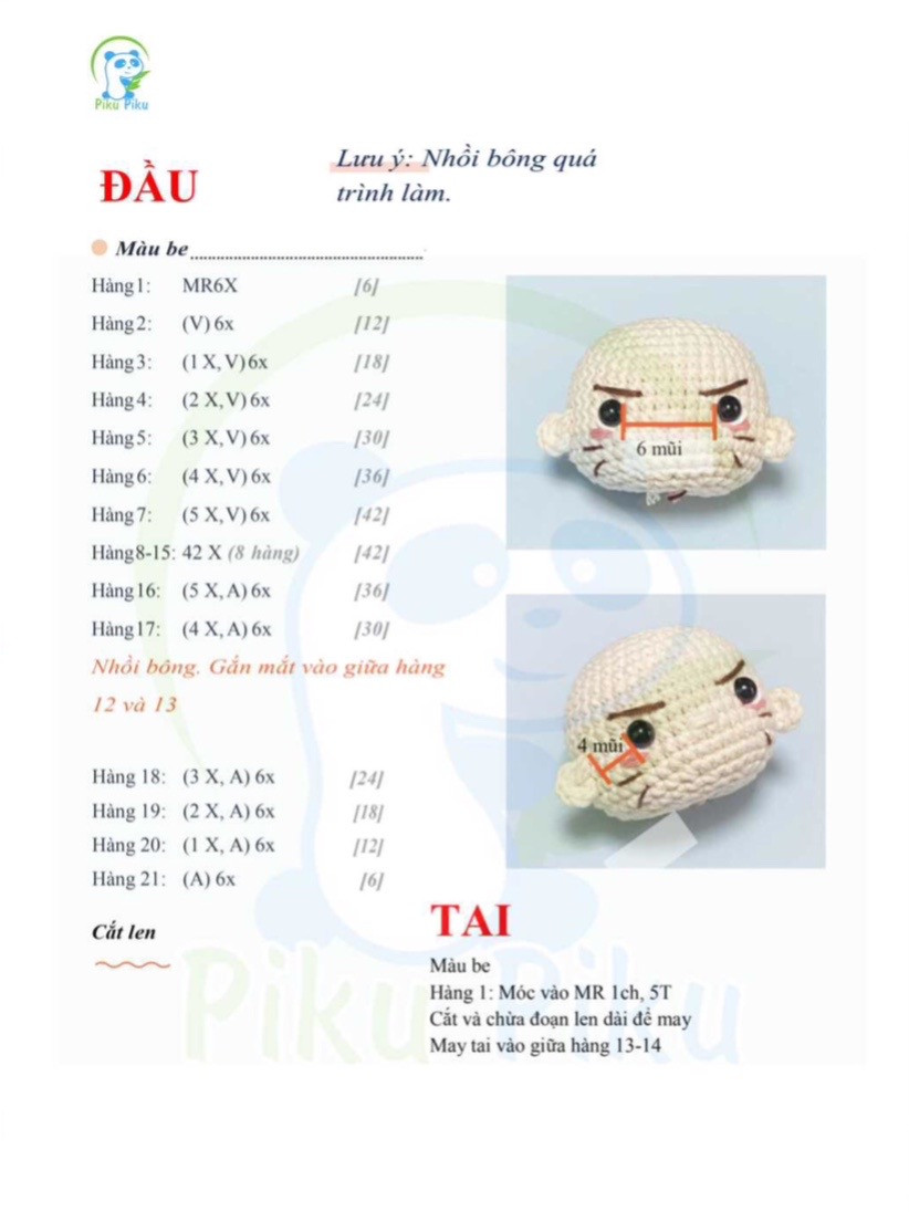 Hướng dẫn móc búp bê Naruto Uchiha tóc vàng, mắt đen, áo cam đen