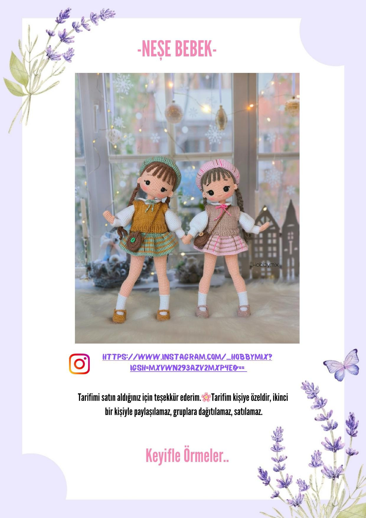 HƯỚNG DẪN MÓC BÚP BÊ NEŞE BEBEK (MÀU XANH VÀ HỒNG)