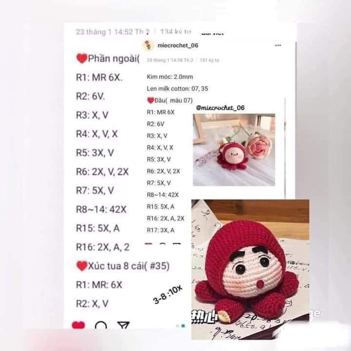 Hướng dẫn móc búp bê nhân vật mặc áo choàng đỏ dễ thương